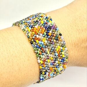 Handmade Multicolored Woven Seed Bead Bracelet